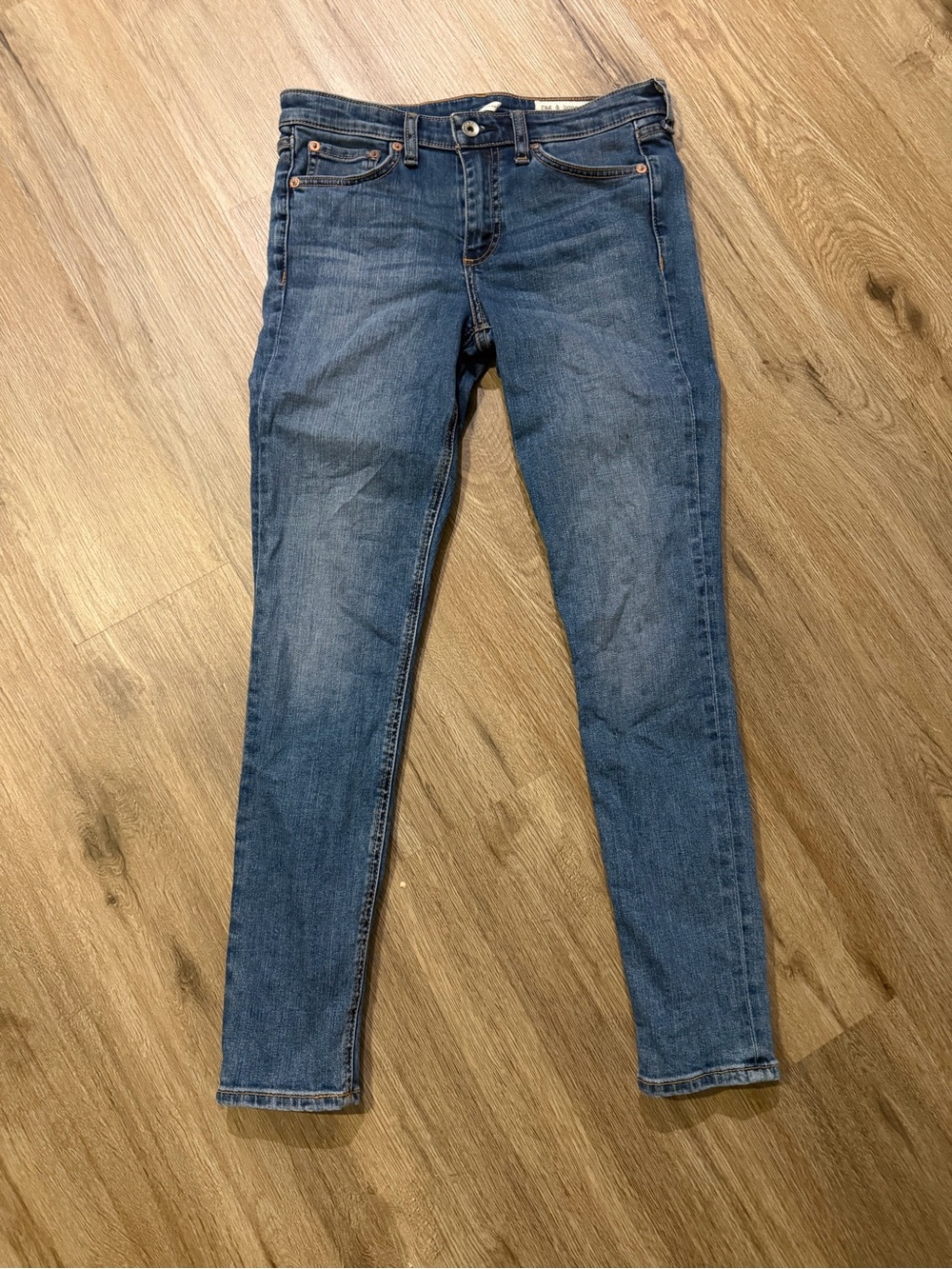rag & bone Women's Cate Mid-Rise Ankle Skinny Midwash Blue Jeans